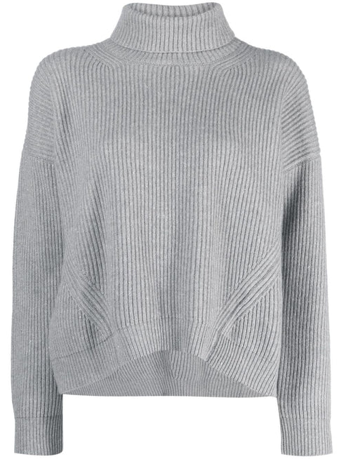 jersey de cuello alto de mezcla de seda y lana